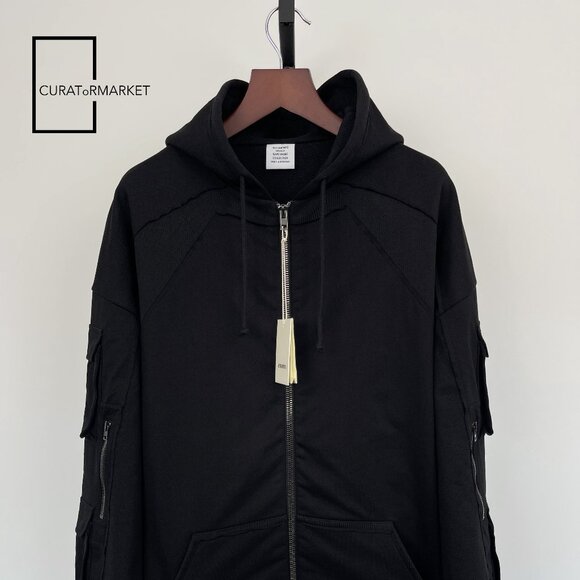 Vetements: GRAIL Multi Cargo Pocket Zip Army Military Black Hoodie SS24 - Picture 7 of 16